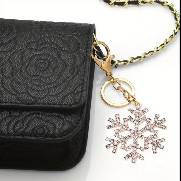 BRAND NEW! Crystal Ice Snow Snowflake Keychain Purse Charm Stocking Stuffer Gift - Picture 6 of 10